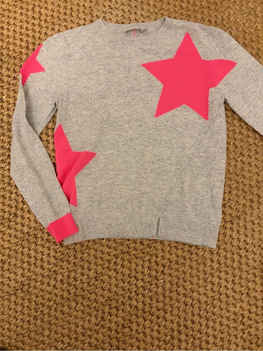 Girls Gray Sweater with Pink Star Accents